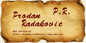 Prodan Radaković vizit kartica
